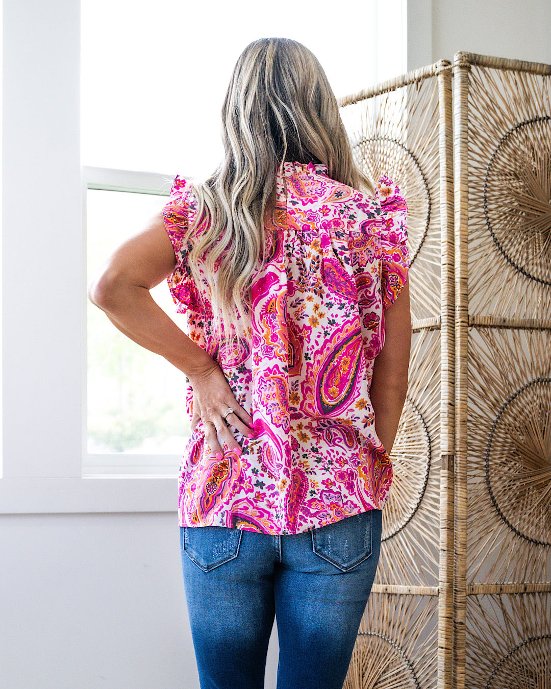 Jana Pink Paisley Smocked Top FINAL SALE  Bibi   