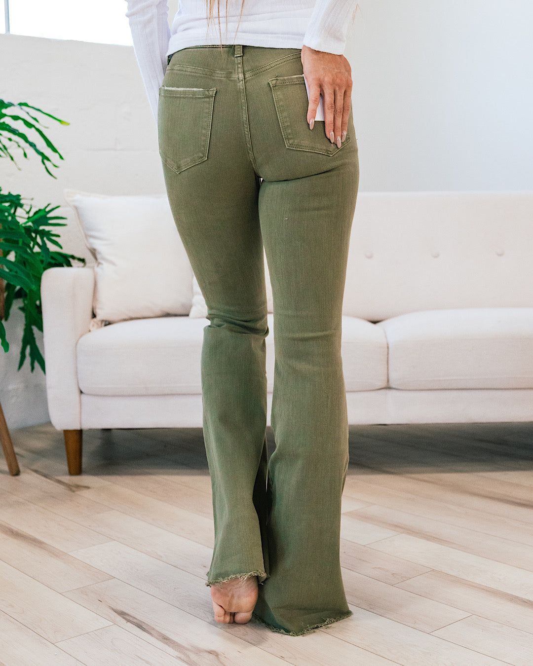 Vervet Devin Non Distressed Flare Jeans - Covert Green FINAL SALE  Vervet   