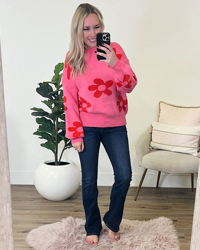 Della Pink and Red Flower Sweater  Bibi   