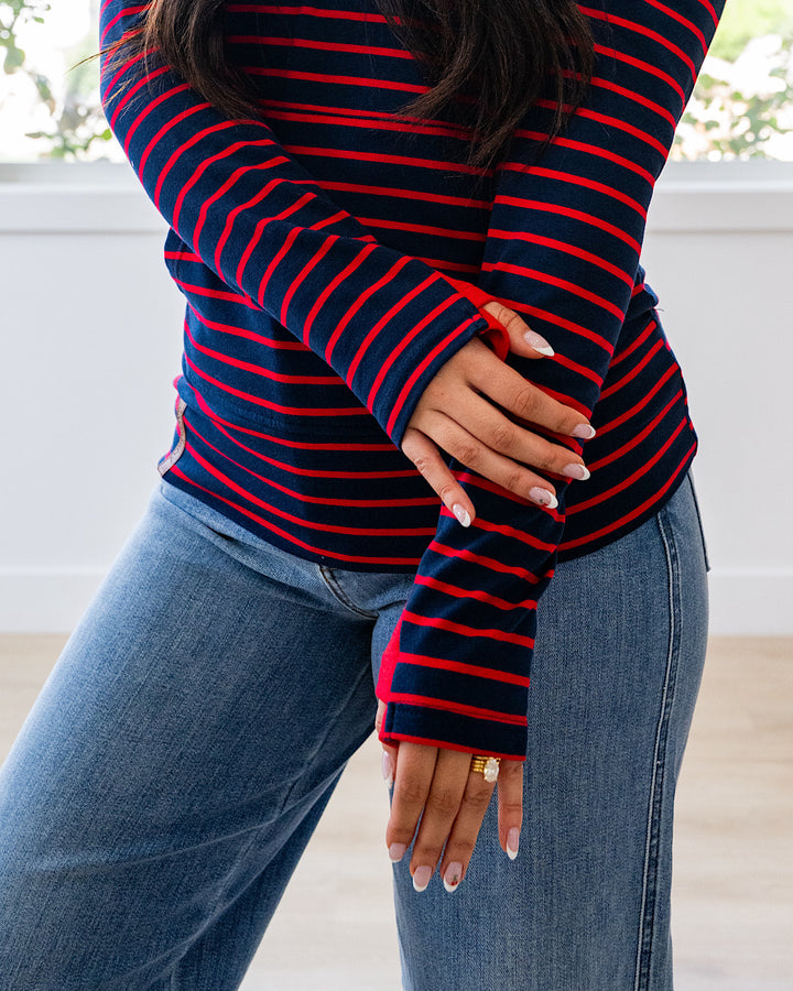 NEW! Ampersand Ave Sailaway Stripes HalfZip Sweatshirt Ampersand Ave