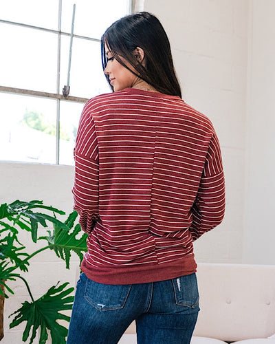 NEW! Believe It Brick Striped Drop Shoulder Top  Staccato   