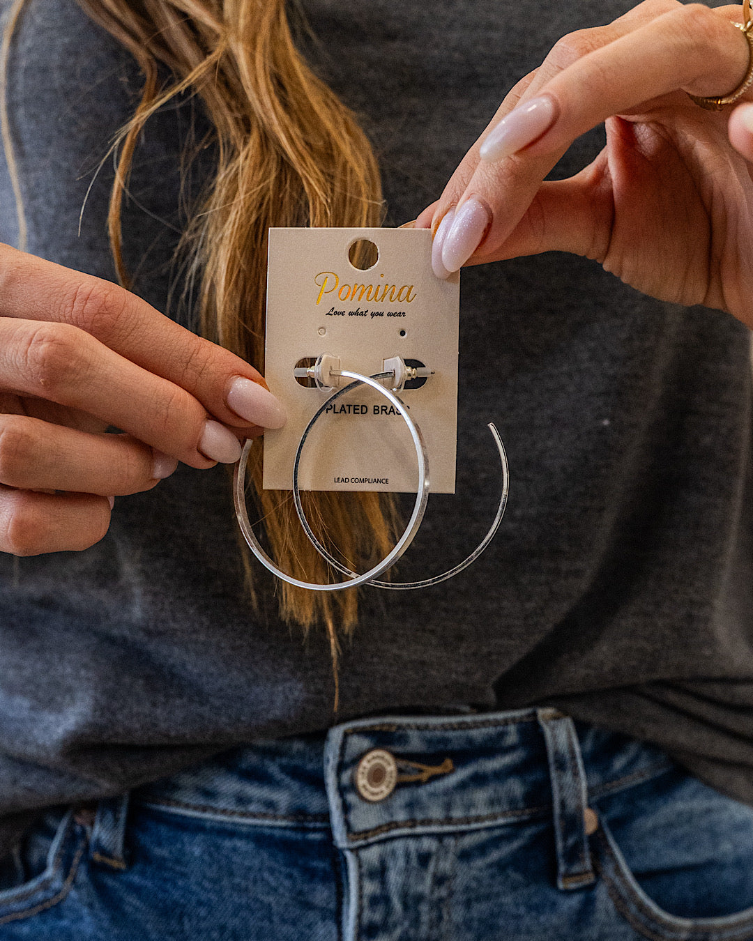 Brass Open Hoop Earrings - Color Options Available! Trendy Wholesale Silver