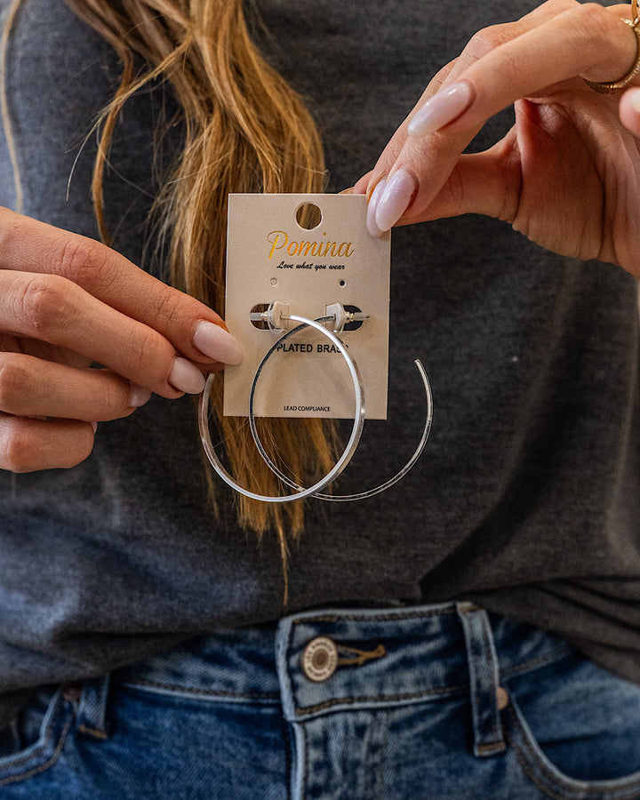 Brass Open Hoop Earrings - Color Options Available! Trendy Wholesale Silver