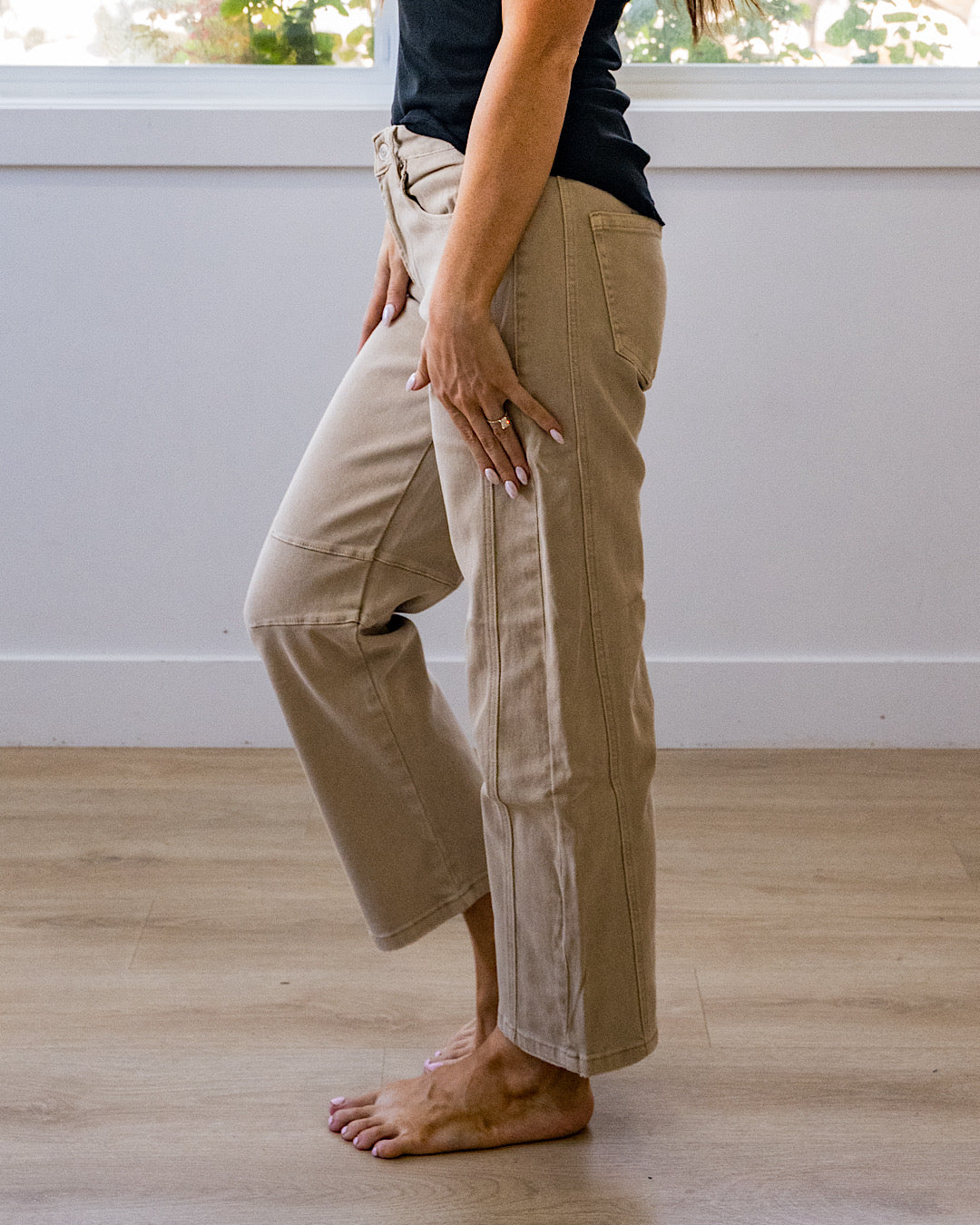 NEW! Alexandra Non Distressed Barrel Jeans - Ash Mocha