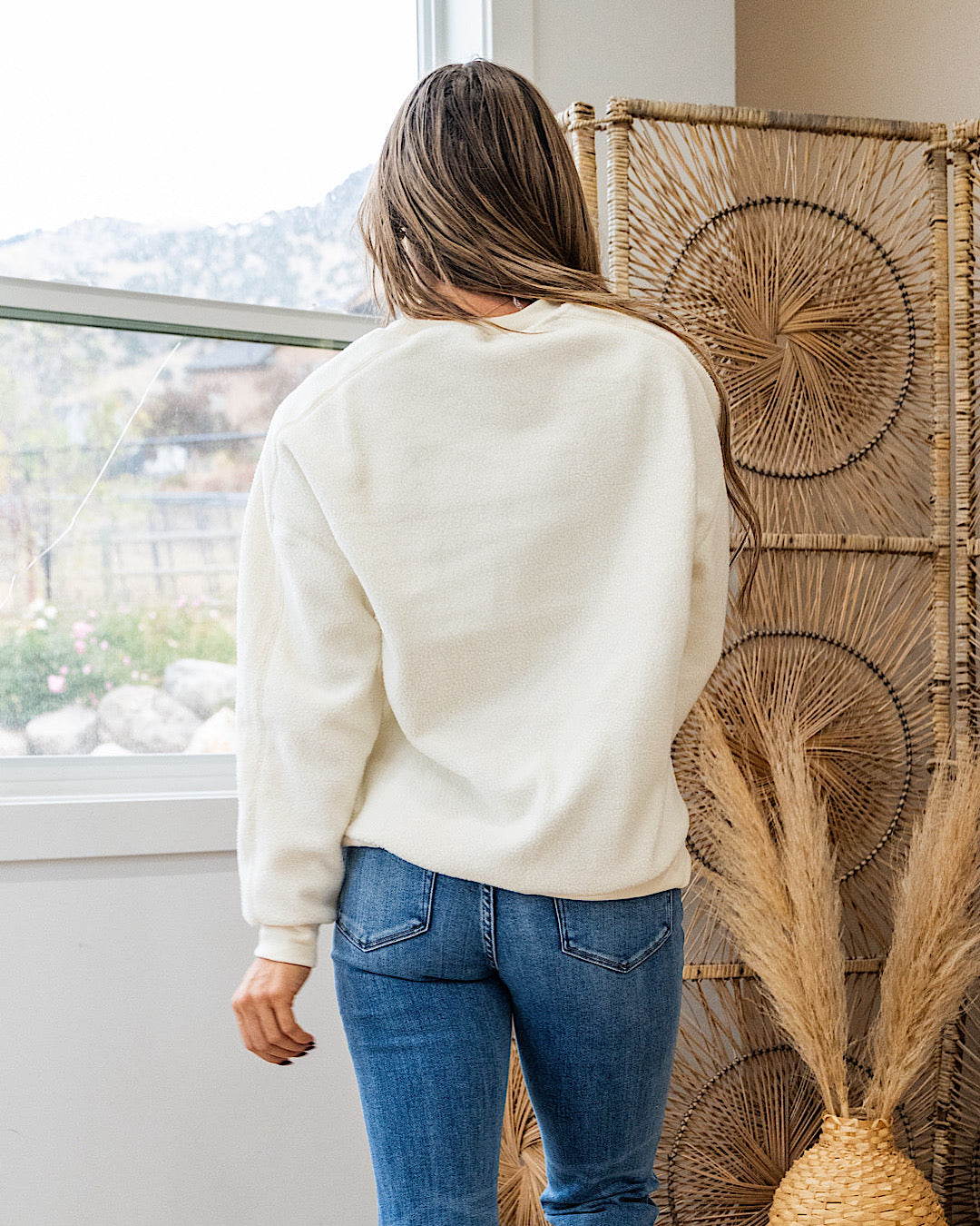 NEW! Della Cozy Fleece Pullover - Cream Staccato