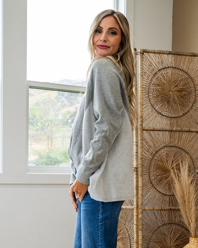 NEW! Adalyn Oversized Cozy Long Sleeve Top - Heather Gray Sew In Love