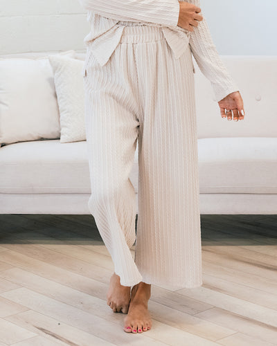 Cream Cable Knit Wide Leg Pants  Lovely Melody   
