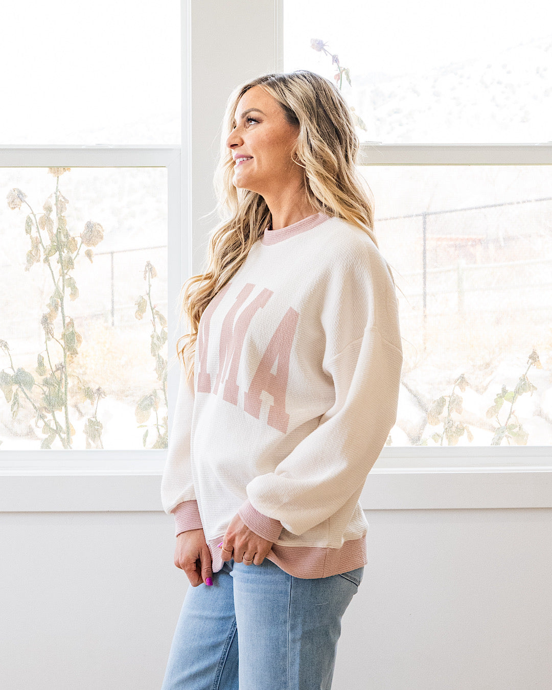 NEW! Mama Cloud Knit Long Sleeve Top - Cream & Rose Tres Bien