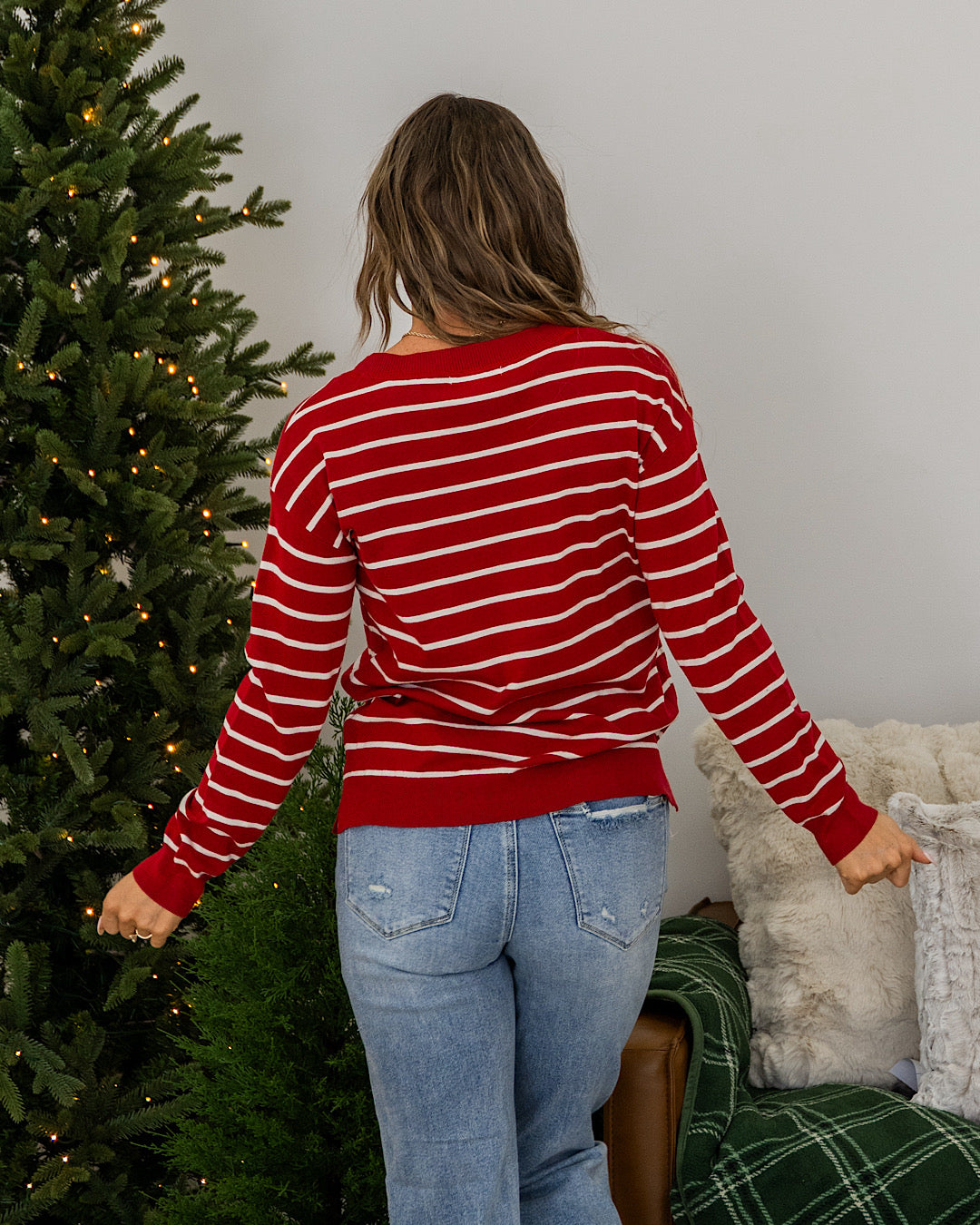 NEW! Rosie Fine Knit Striped Sweater - Red