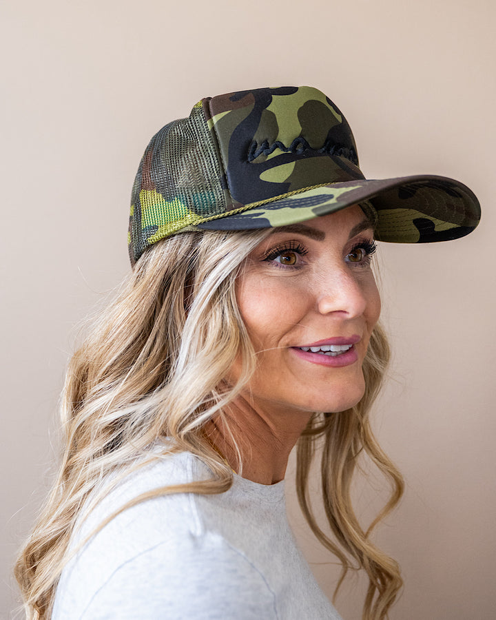 NEW! Mama Camo Trucker Hat - Army Green