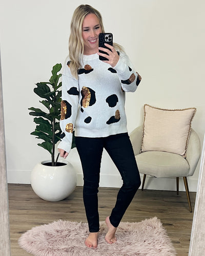 Brittany Leopard Sequin Sweater  Bibi   