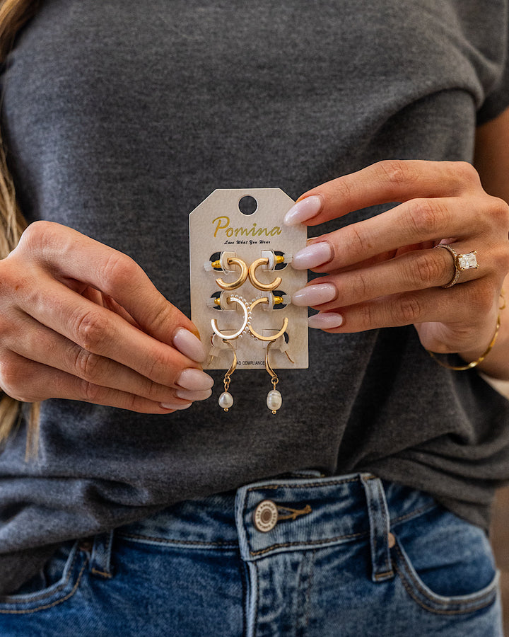 NEW! Gold Open Hoop Earring Set