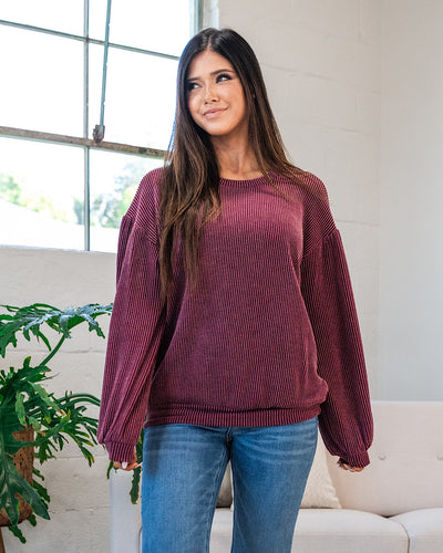 Aleisha Corded Banded Bottom Top - Burgundy  Lovely Melody   