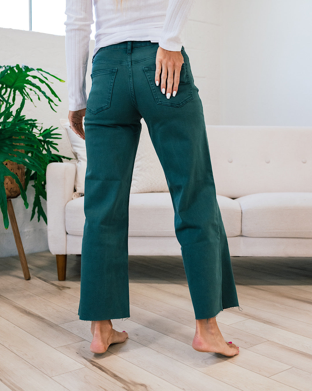 Vervet Skye Wide Leg Non Distressed Crop Jeans - Balsam  Vervet   