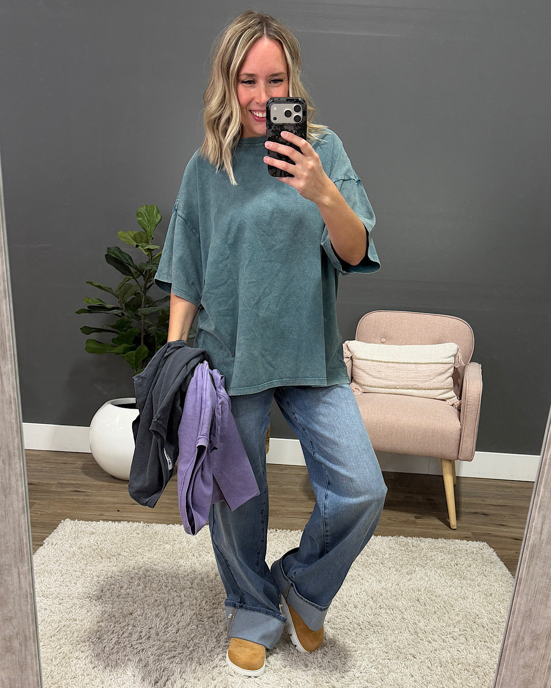 NEW! Oversized Mineral Wash Tee - Dusty Purple Double Zero