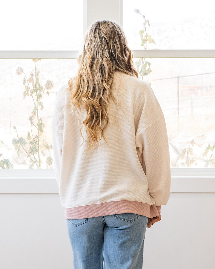 NEW! Mama Cloud Knit Long Sleeve Top - Cream & Rose Tres Bien