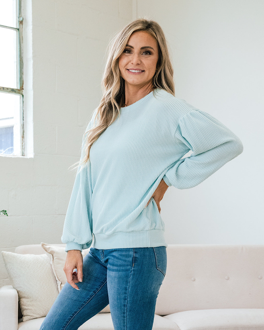 Aleisha Corded Banded Bottom Top - Mint  Lovely Melody   