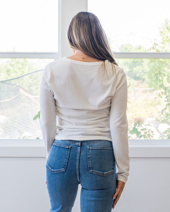 NEW! Sydney Micro Ribbed Top - Ivory
