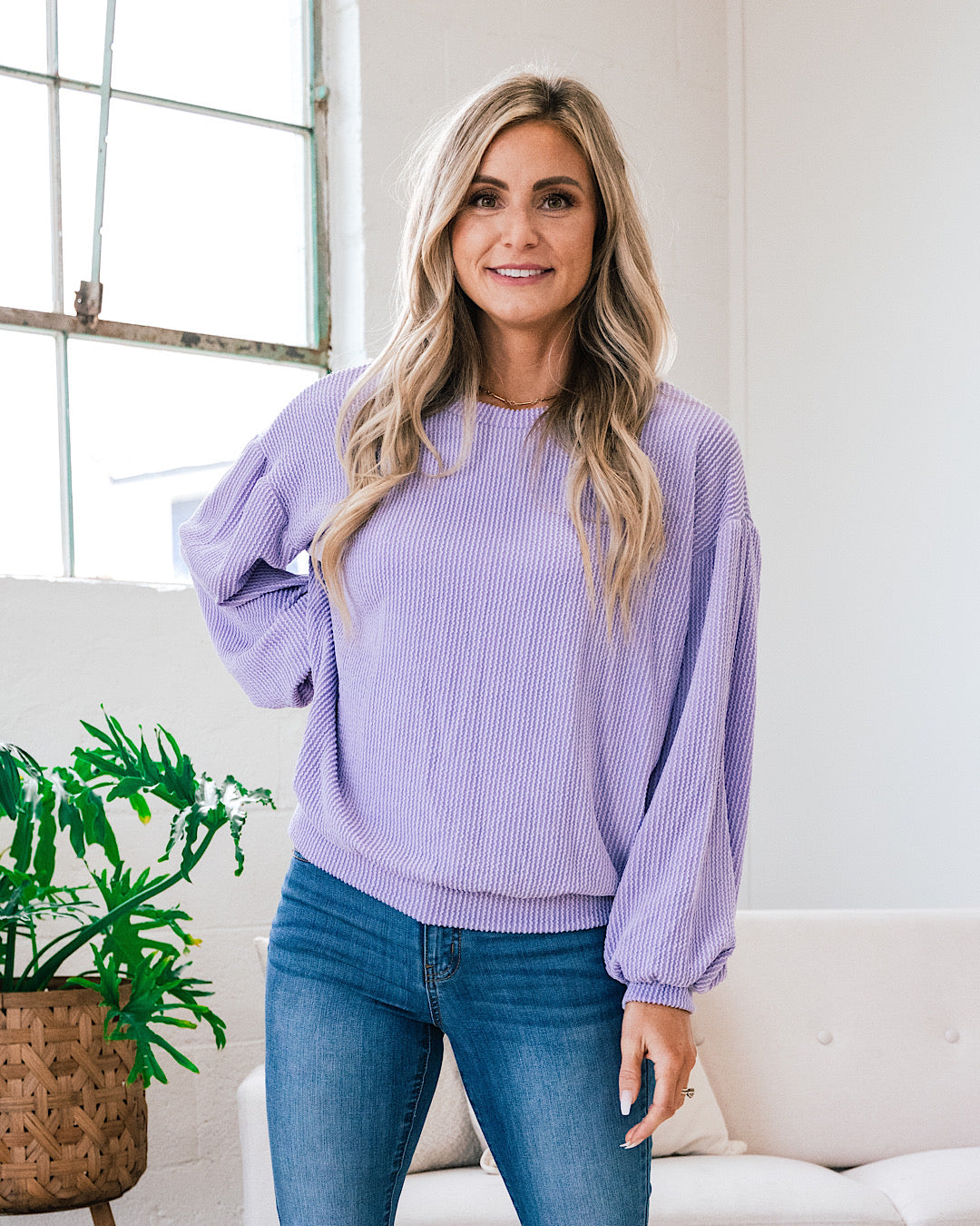 Aleisha Corded Banded Bottom Top - Lavender  Lovely Melody   