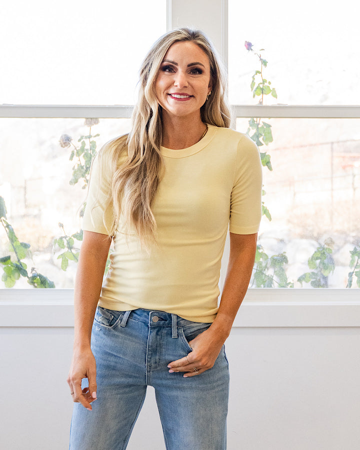 NEW! Lola Half Sleeve Knit Top - Yellow