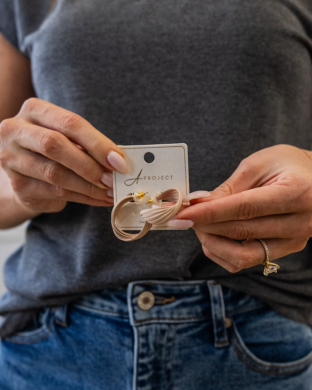 NEW! Overlapping Hoop Earrings - Beige Trendy Wholesale