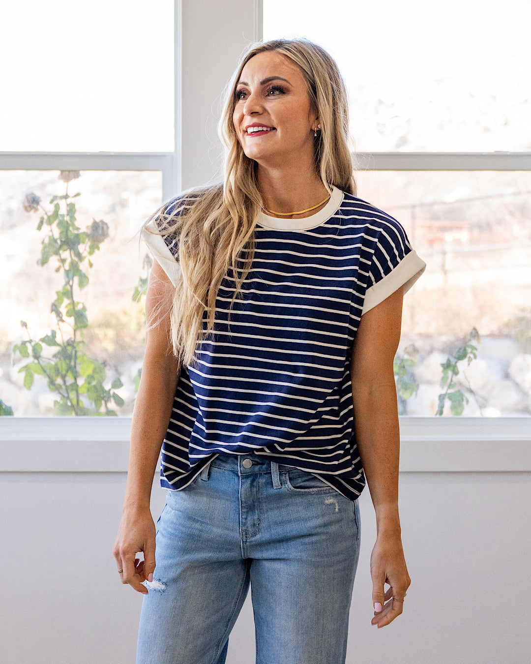NEW! Madalyn Striped Top - Navy