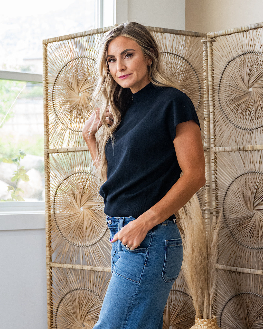 Camila Cap Sleeve Knit Top - Black Sew In Love