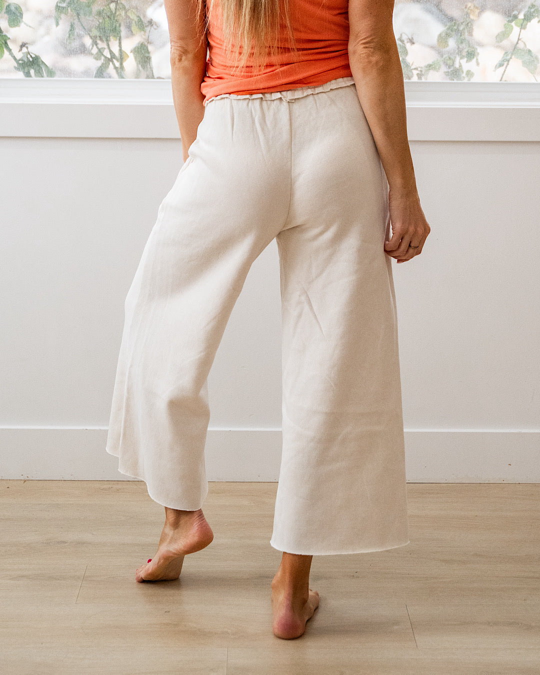 NEW! Cropped Wide Leg Comfy Pants - Sand Beige Zenana