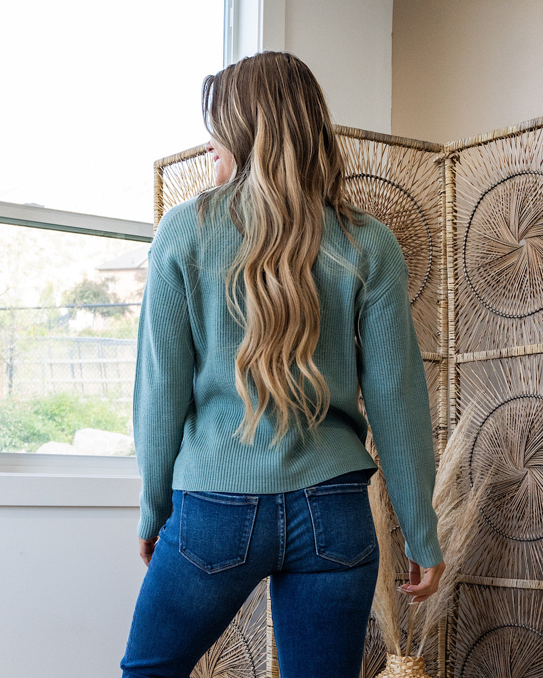 End Game Ribbed Knit Sweater - Teal Green  Be Cool   