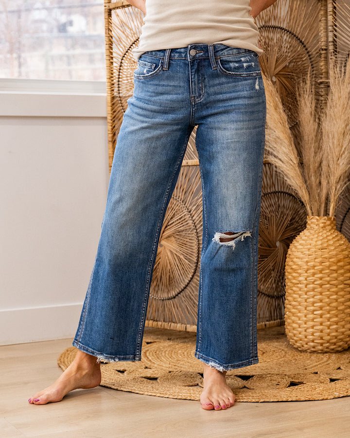 NEW! Lovervet I Knew It Distressed Knee Wide Leg Jeans Vervet