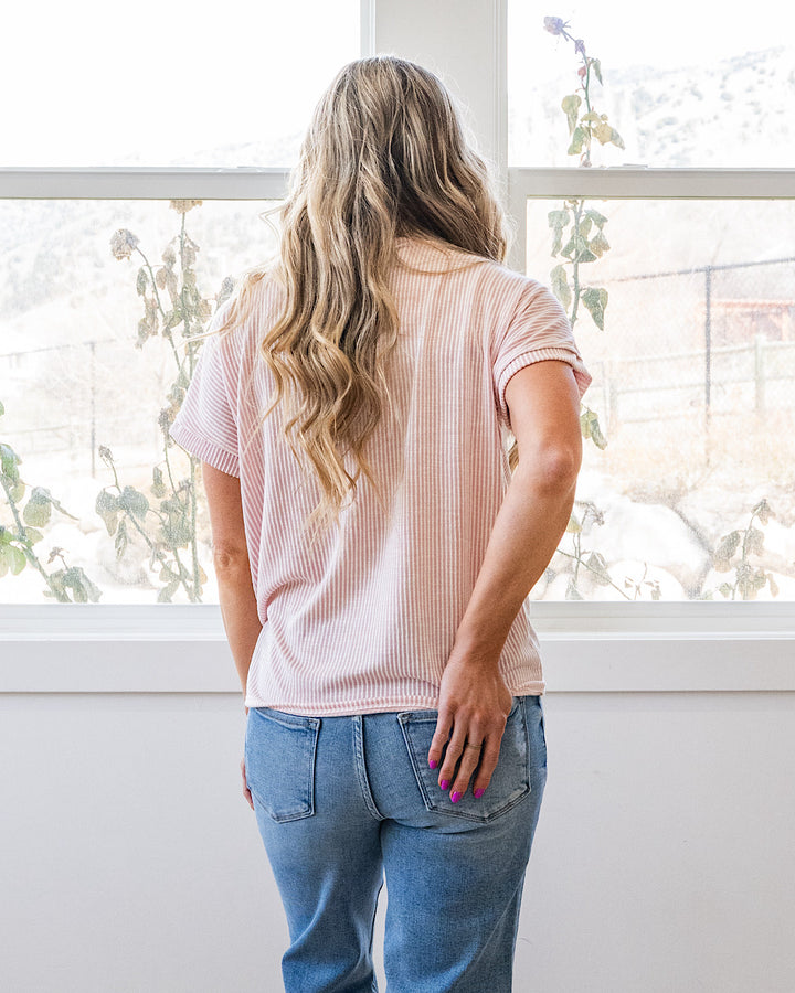NEW! Gabby Contrast Corded Top - Pink