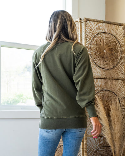 Girlfriend Crewneck Sweatshirt - Dark Olive  Zenana   