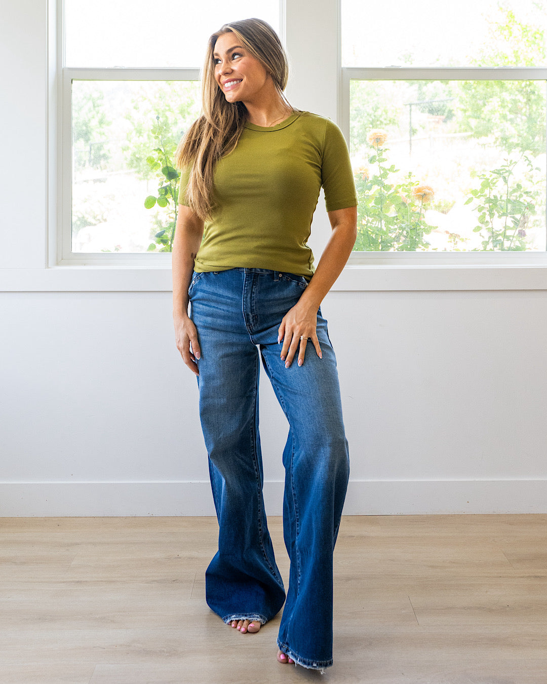NEW! Lola Half Sleeve Knit Top - Moss