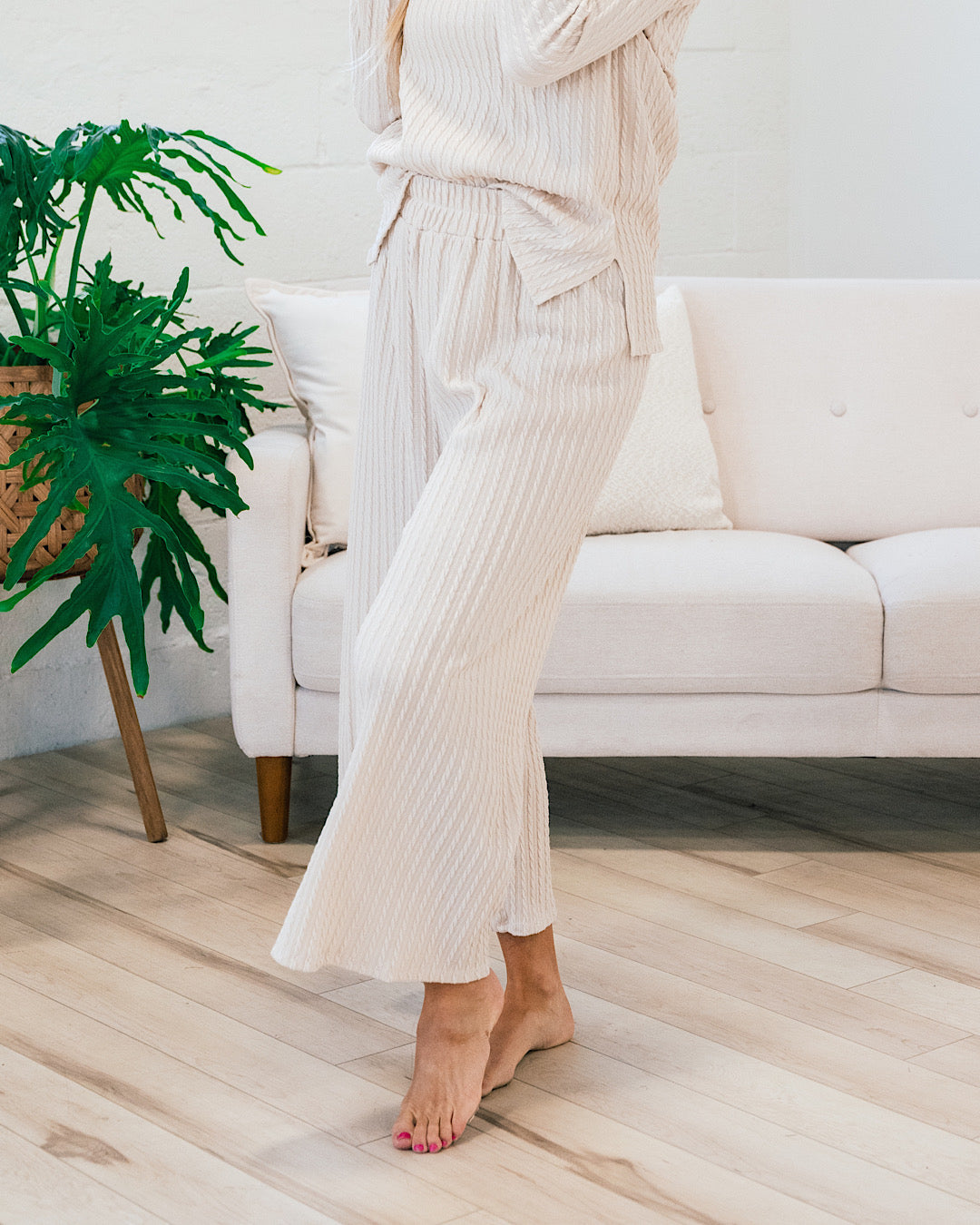 Cream Cable Knit Wide Leg Pants  Lovely Melody   