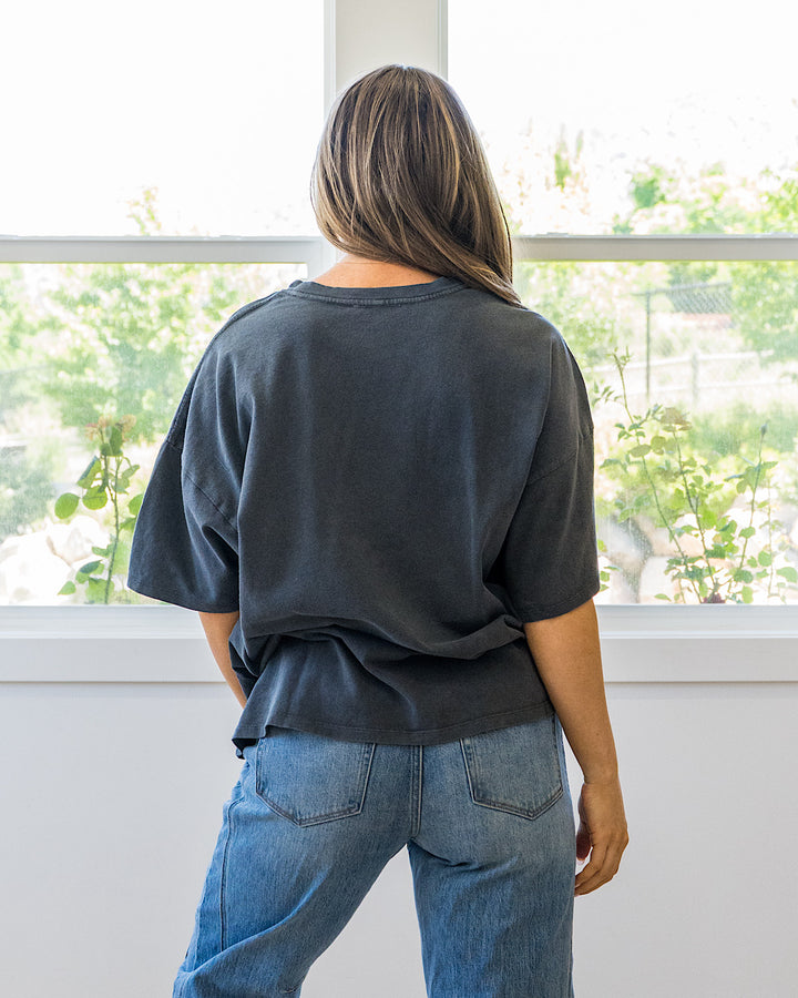 NEW! Oversized Mineral Wash Tee - Charcoal Double Zero
