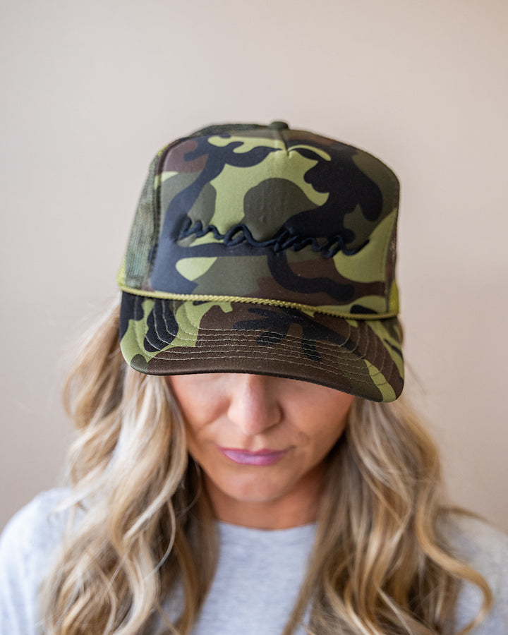 NEW! Mama Camo Trucker Hat - Army Green