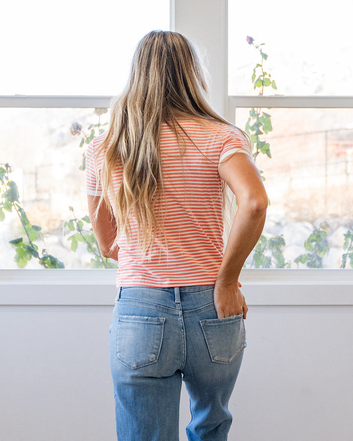 NEW! Sammy Striped Short Sleeve Top - Coral Zenana