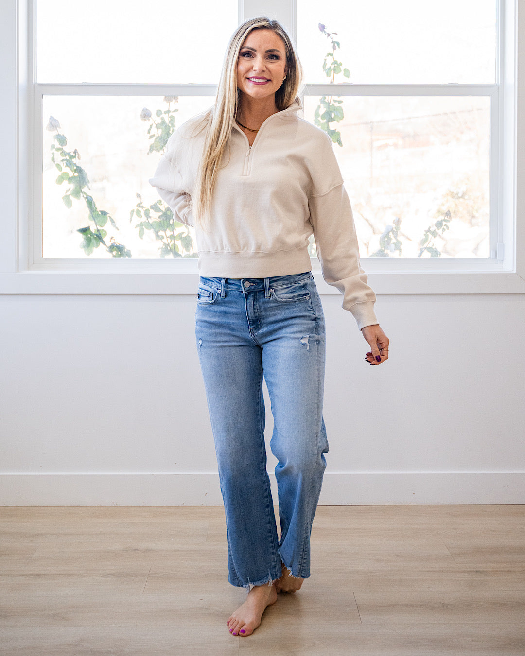Dakota Half Zip Pullover - Beige
