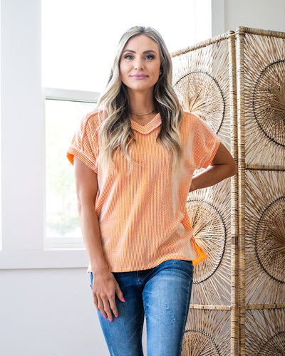 NEW! Hendrix Corded V Neck Top - Sunkist  7th Ray   