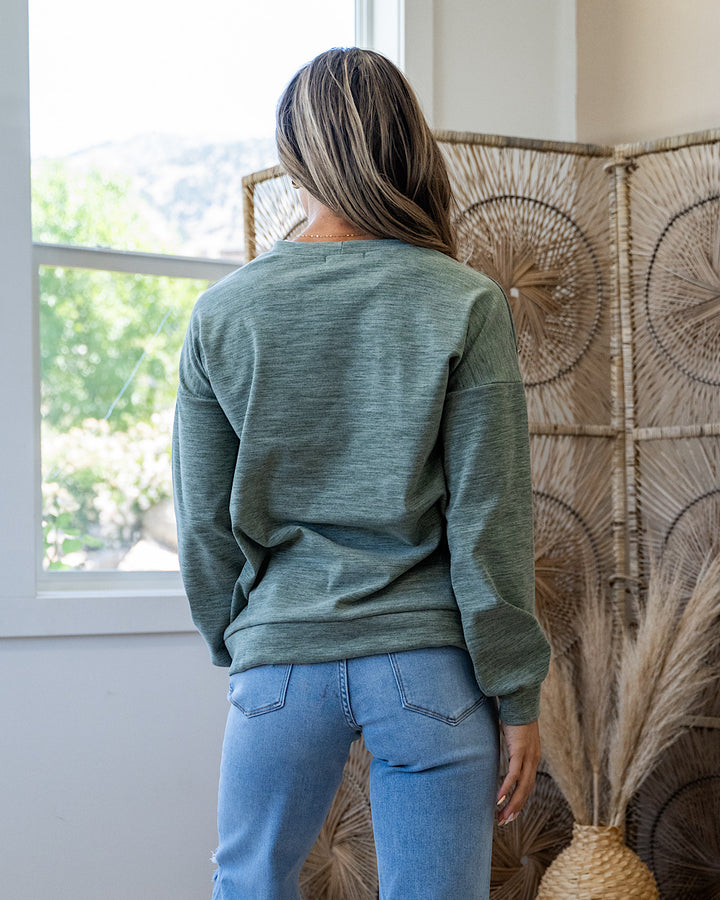 NEW! Another Life Marled Heavy Knit Top - Olive Staccato