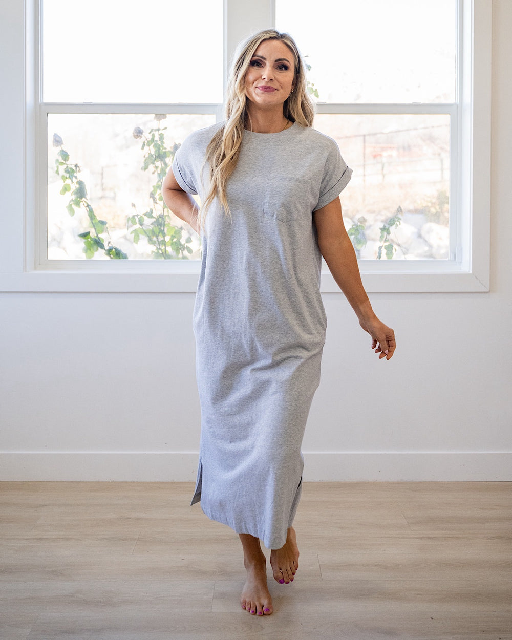 NEW! Haven Pocket Midi Dress - Heather Gray Zenana