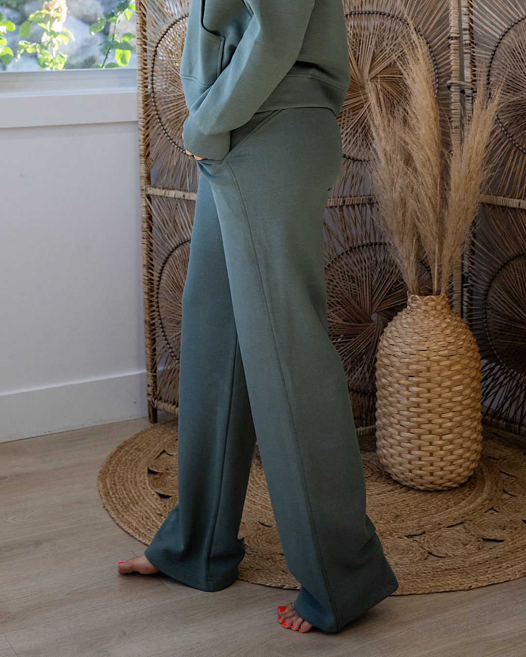 Rae Mode Buttery Soft Scuba Straight Pants - Sage Leaf Rae Mode