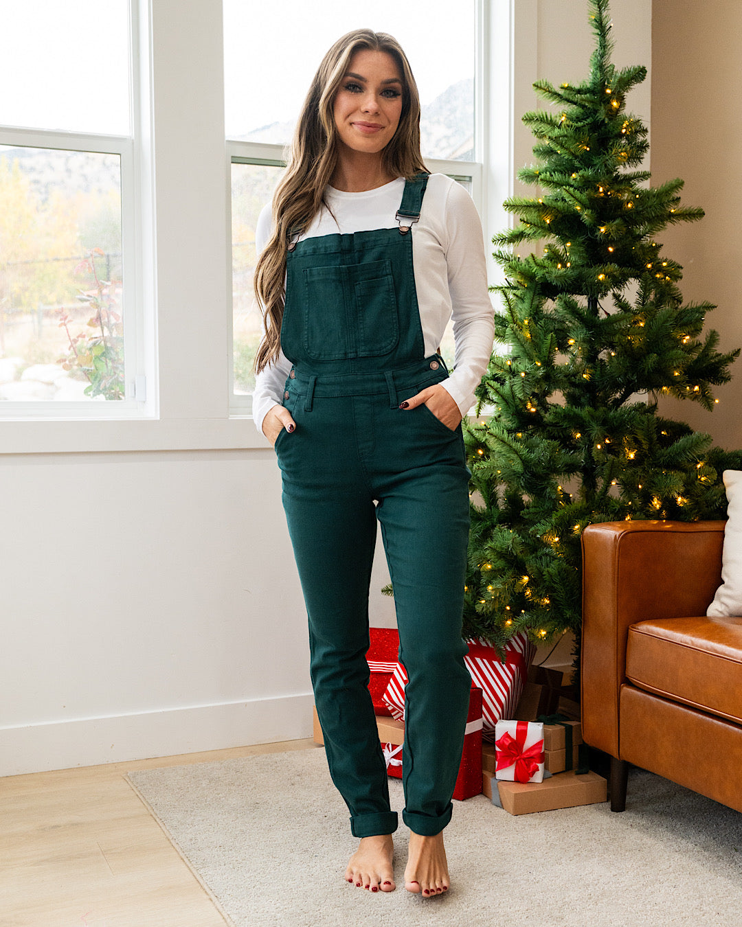 DOORBUSTER! Judy Blue Double Cuff Overalls - Teal Judy Blue