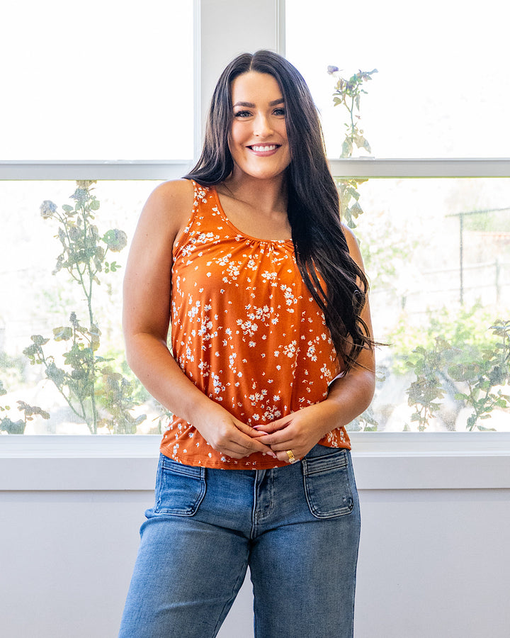 NEW! Octavia Floral Tank Top - Cinnamon