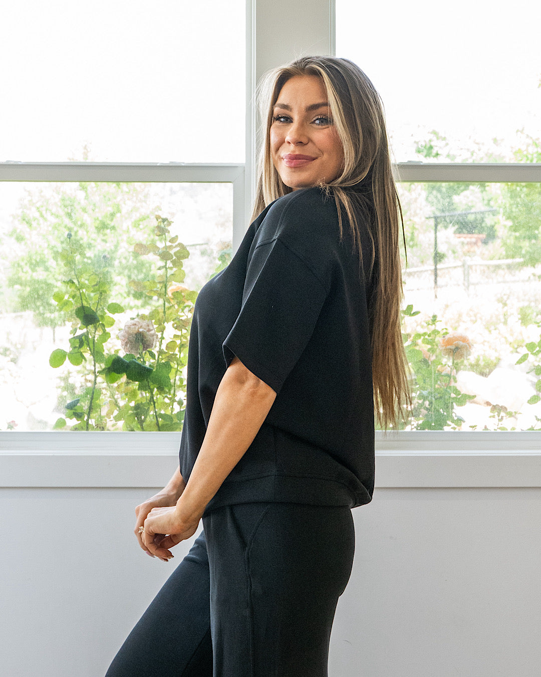 NEW! Macey Scuba Fabric Top - Black