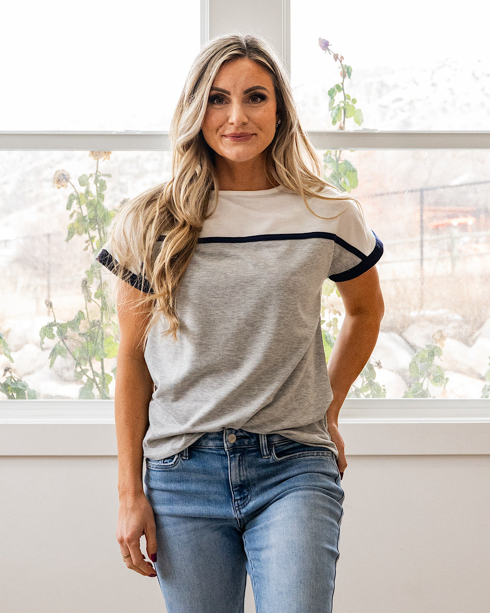 Marissa Color Block Top - Color Options Available! Arrow Twenty Two Heather Gray