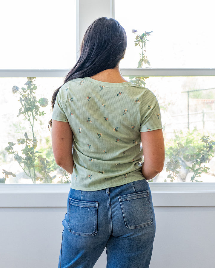 NEW! Skylar Textured Knit Floral Top - Sage