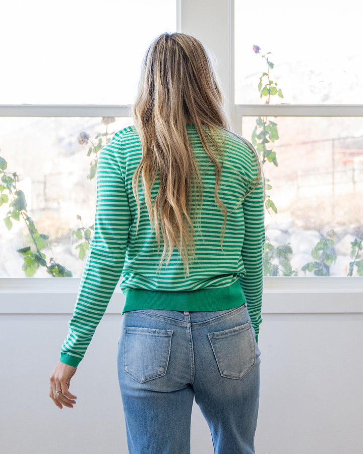 NEW! Lauren Striped Raglan Sweater - Green