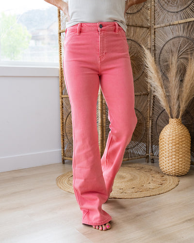 KanCan Kristen Non Distressed Flare Jeans - Coral  KanCan   