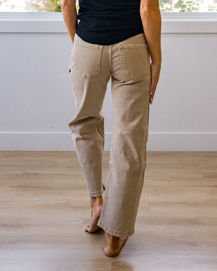 NEW! Alexandra Non Distressed Barrel Jeans - Ash Mocha